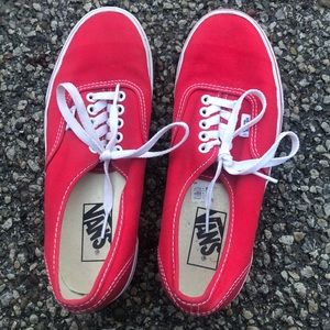 New Vans red canvas shoes